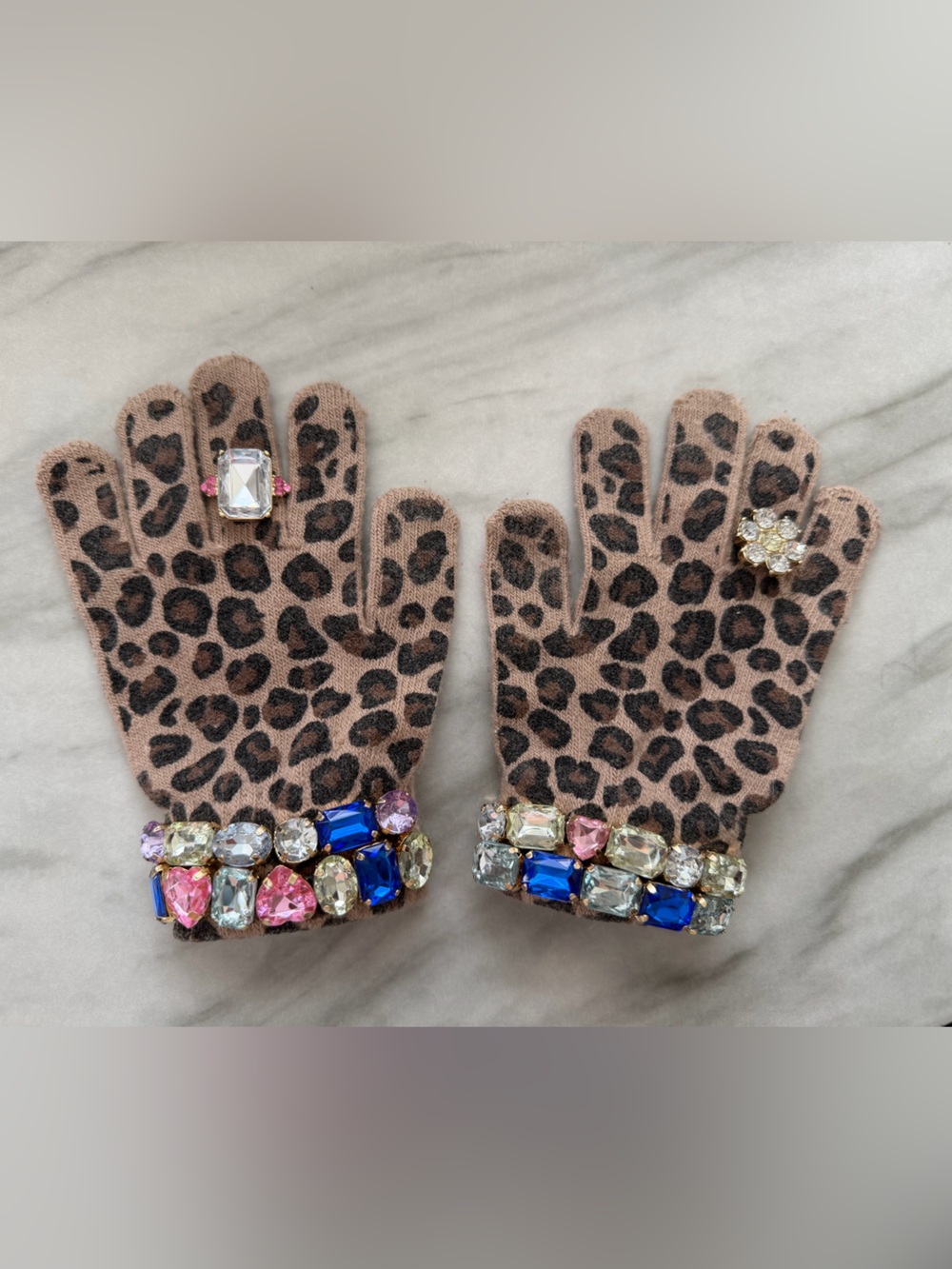 Super Smalls Leopard Print Kids embellished gloves